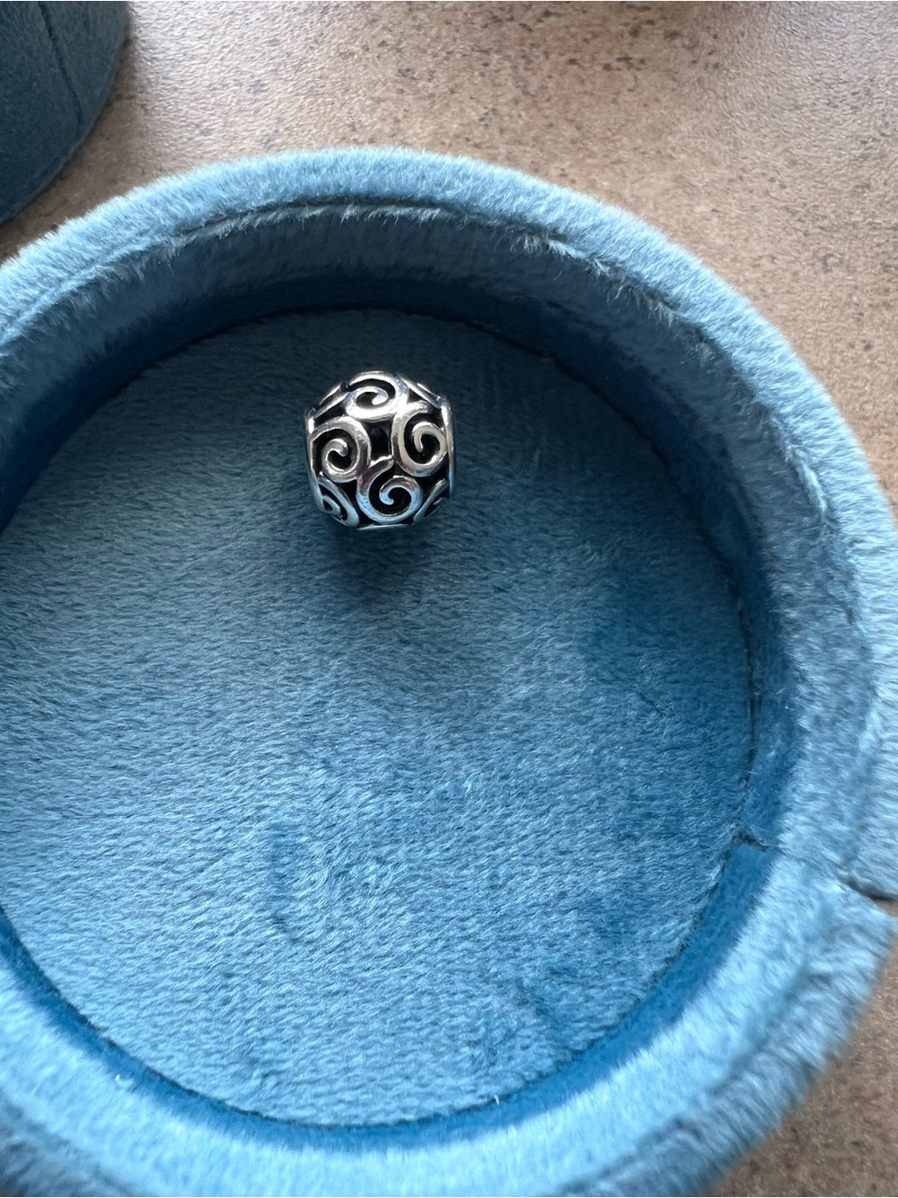 Sterling Silver Filigree Bead Charm - Silver